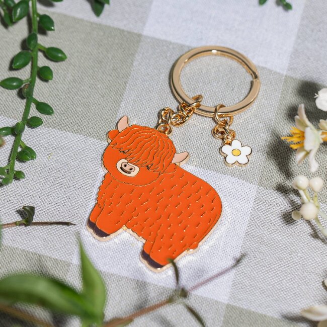 Keyring Enamel Highland Cow