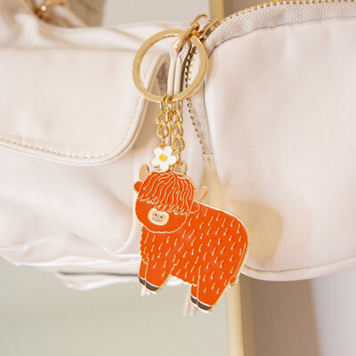 Sass & Belle Keyring Enamel Highland Cow