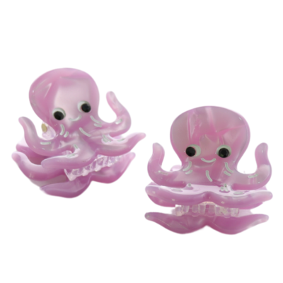 Red Cuckoo Hair Claw Clip Octopus Set of 2