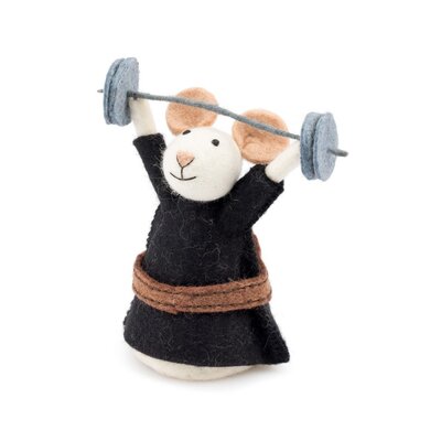 Sjaal met Verhaal Felt Decoration Muis Gewichtheffer