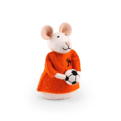 Sjaal met Verhaal Felt Decoration Muis met Voetbal