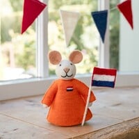Sjaal met Verhaal Filz Dekoration Muis met Nederlandse Vlag