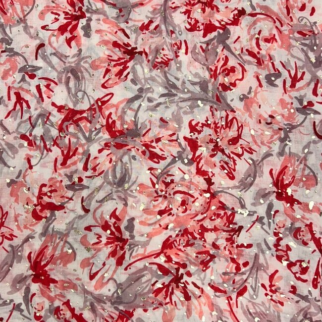 Schal Golden Hibiscus red