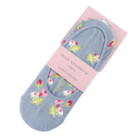 Miss Sparrow Invisible Footsie Bamboo Mini Floral denim