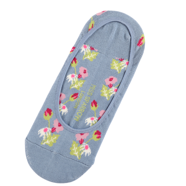 Invisible Footsie Bamboo Mini Floral denim