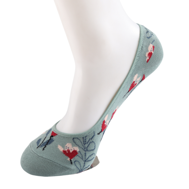 Invisible Footsie Bamboo Wild Floral duck egg