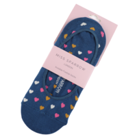 Miss Sparrow Invisible Footsie Bamboo Hearts navy