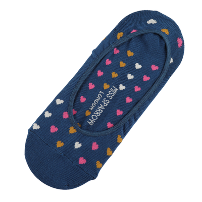 Miss Sparrow Invisible Footsie Bamboo Hearts navy