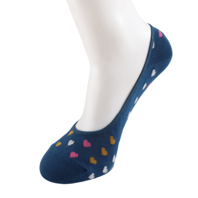 Miss Sparrow Invisible Footsie Bamboo Hearts navy