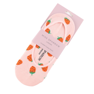 Miss Sparrow Invisible Footsie Bamboo Strawberries dusky pink