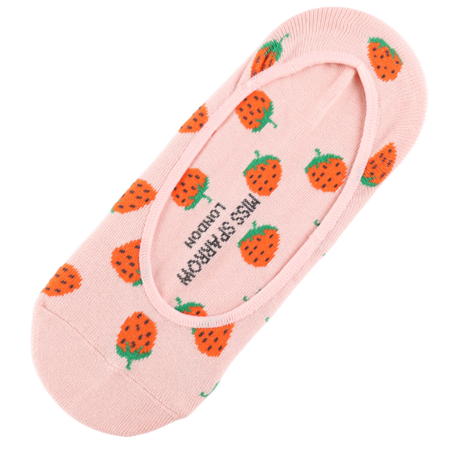 Invisible Footsie Bamboo Strawberries dusky pink