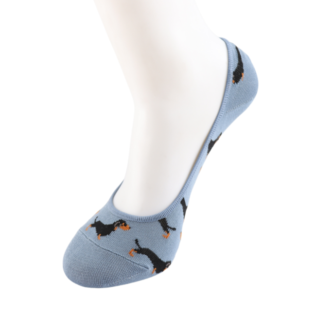 Invisible Footsie Bamboo Little Sausage Dogs blue