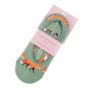 Miss Sparrow Invisible Footsie Bamboo Foxes dark green