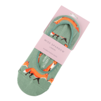 Miss Sparrow Invisible Footsie Bamboo Foxes dark green