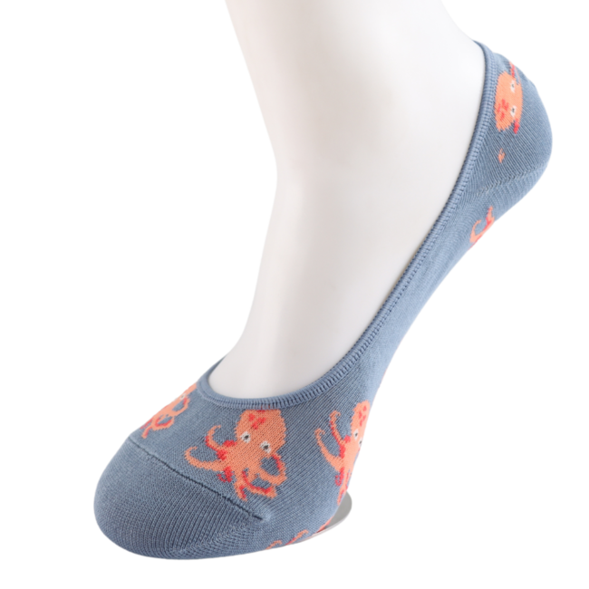 Invisible Footsie Bamboo Octopus denim