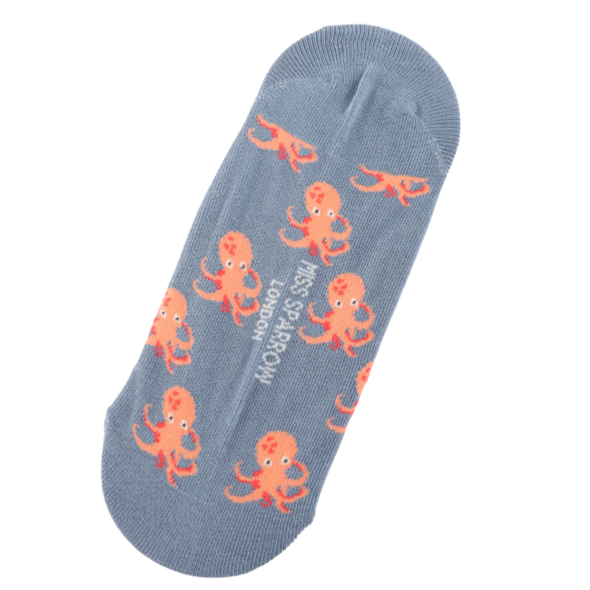 Invisible Footsie Bamboo Octopus denim