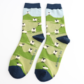Miss Sparrow Mens Socks Bamboo Highland Sheep sky