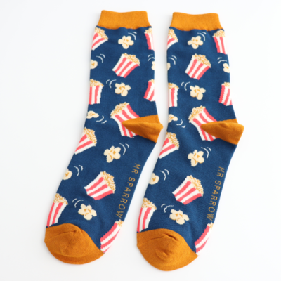 Miss Sparrow Mens Socks Bamboo Popcorn navy