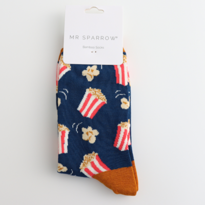 Miss Sparrow Mens Socks Bamboo Popcorn navy