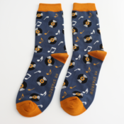 Miss Sparrow Mens Socks Bamboo Vinyl Music navy