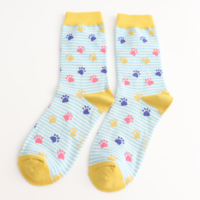 Miss Sparrow Socks Bamboo Paws & Stripes light blue