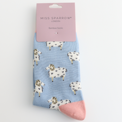 Miss Sparrow Socks Bamboo Rams powder blue