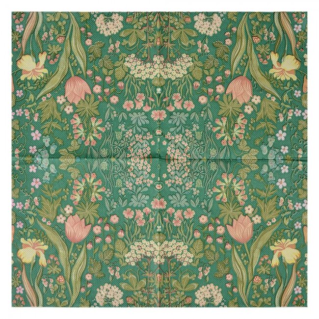 Papierservietten Flowers green pink