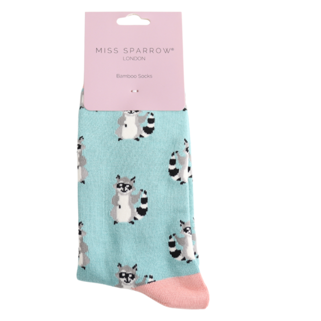Socken Bamboo Racoons duck egg
