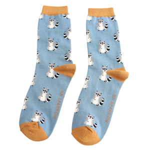 Miss Sparrow Männer-Socken Bamboo Racoons denim