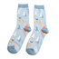 Miss Sparrow Socks Bamboo Festive Foxes light blue