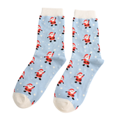 Miss Sparrow Socks Bamboo Jolly Santa powder blue