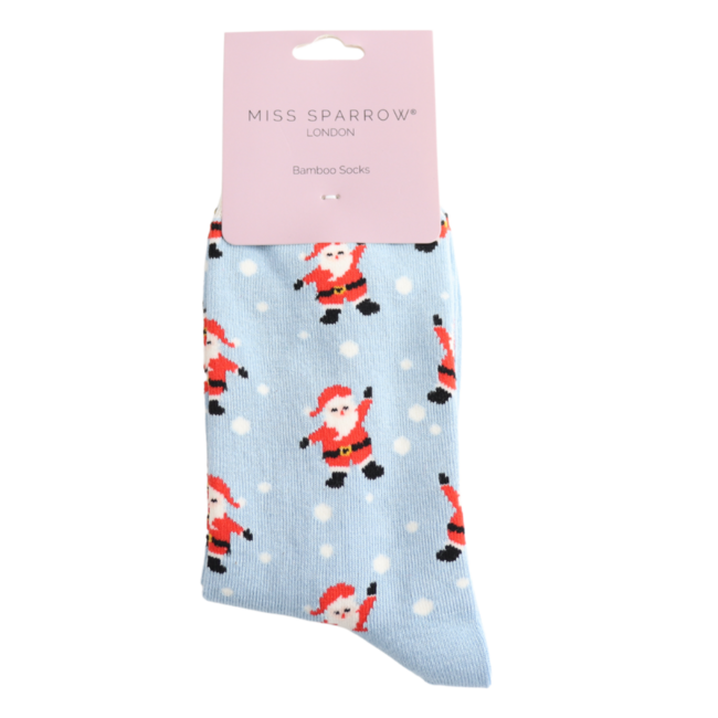 Socken Bamboo Jolly Santa powder blue