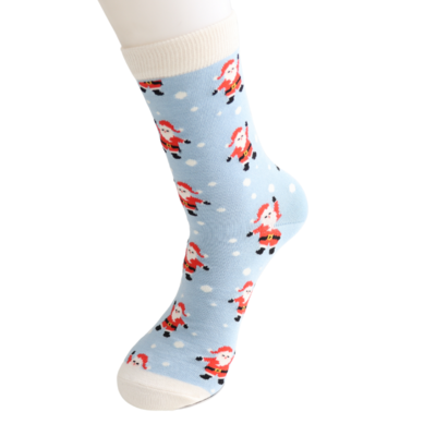 Miss Sparrow Socks Bamboo Jolly Santa powder blue
