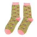 Miss Sparrow Socks Bamboo Sausage Dog Santa olive
