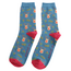 Mens Socks Bamboo Reindeer & Holly teal