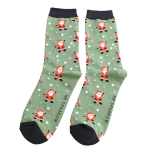 Miss Sparrow Männer-Socken Bamboo Jolly Santa green