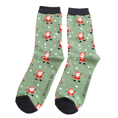 Miss Sparrow Mens Socks Bamboo Jolly Santa green
