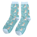 Miss Sparrow Socks Bamboo Santa Seals blue