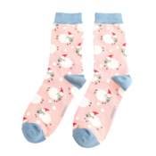 Miss Sparrow Socks Bamboo Santa Sheep dusky pink