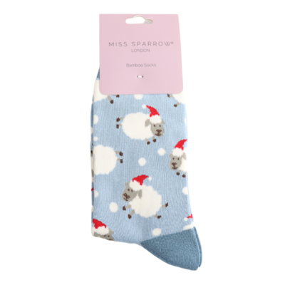 Miss Sparrow Socken Bamboo Santa Sheep powder blue