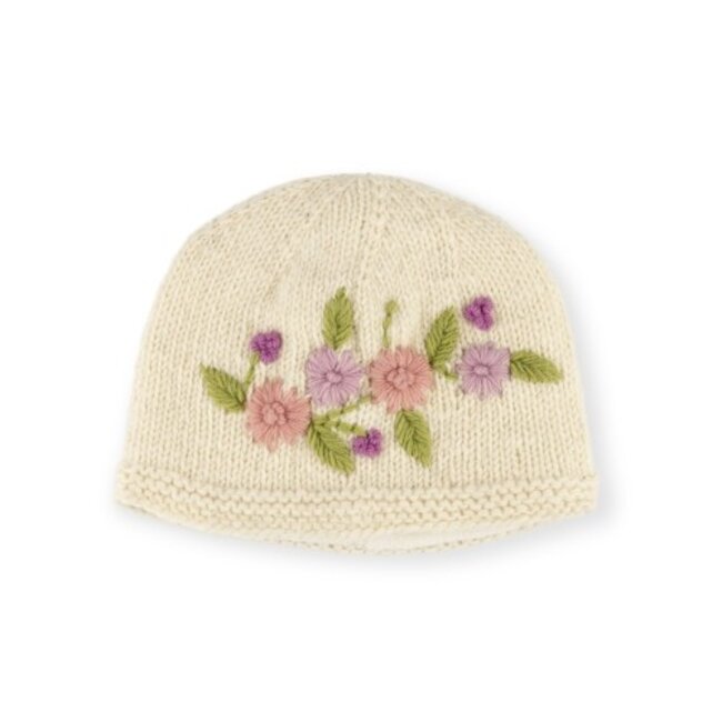 Beanie Flowers crème
