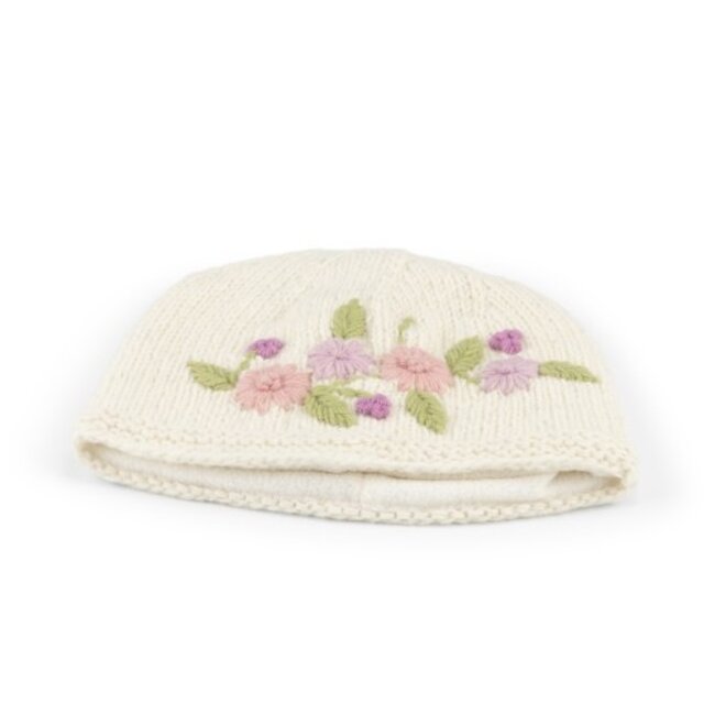 Beanie Flowers crème