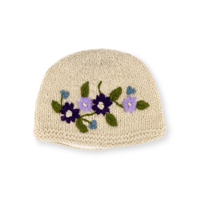 Beanie Flowers beige