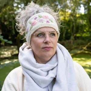 Sjaal met Verhaal Headband Flowers crème
