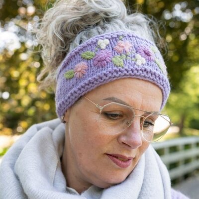 Sjaal met Verhaal Headband Flowers lilac