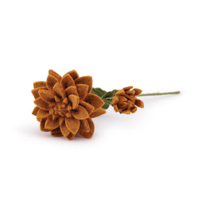 Sjaal met Verhaal Filzblume Dahlia XL okergeel