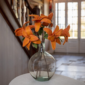 Sjaal met Verhaal Felt Flower Tak Lelie cognac