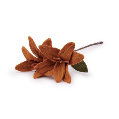 Sjaal met Verhaal Filzblume Tak Lelie cognac