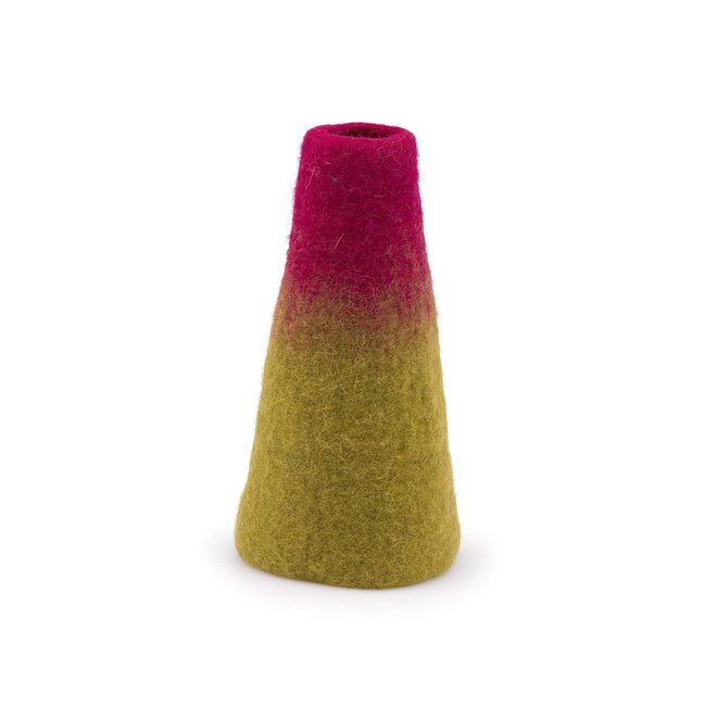 Felt Vase Medium burgundy/lichtgroen