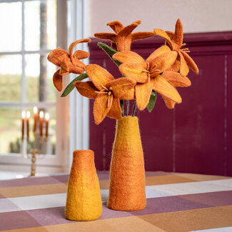 Sjaal met Verhaal Filz-Vase Medium cognac/okergeel